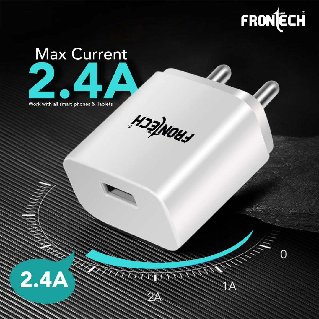 Frontech 12W/2.4A Mobile Charger | Ultra Fast Charging, Quick Charge 3.0, (0951CW, White) Frontech 12W/2.4A Mobile Charger | Ultra Fast Charging, Quick Charge 3.0, (0951CW, White)